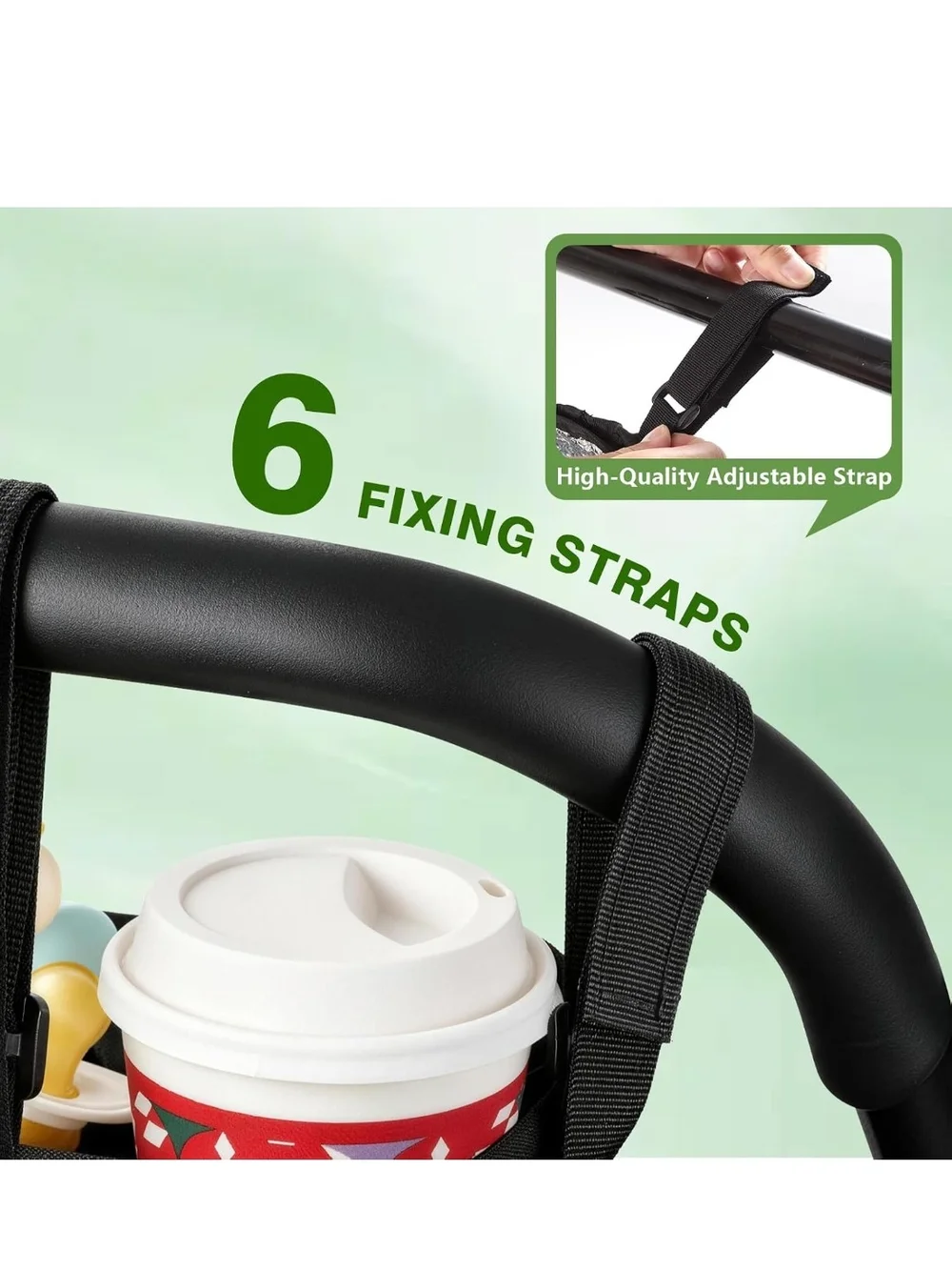Black Twin Stroller Organizer Caddy - Universal Multi-Pocket Storage